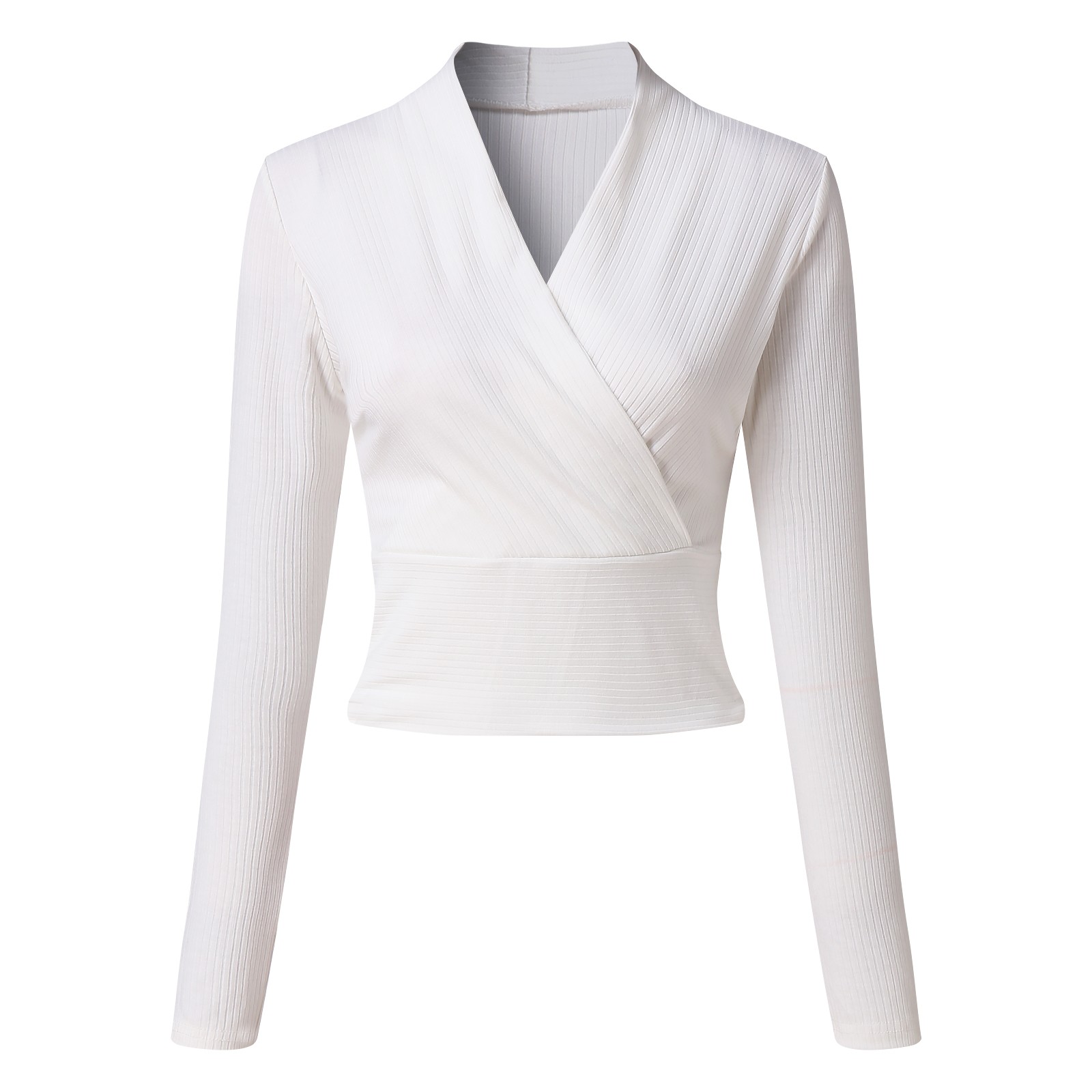 thumbnail image 5 of Blusa sexy de punto liso con cuello en V para mujer - Informal/para el día a día - Corte elástico - S-XXL, 5 of 8